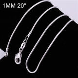 Factory price ! wholesale silver plated necklace, 1pcs silver fashion jewelry simple Snake Chain 1mm widith  Necklace