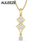 Famous Style Unique Water Drop 585 Gold Necklace Solid 14K Yellow Gold Jewelry 0.43CTTW Real Natural Diamond Pendants For Women