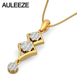 Famous Style Unique Water Drop 585 Gold Necklace Solid 14K Yellow Gold Jewelry 0.43CTTW Real Natural Diamond Pendants For Women