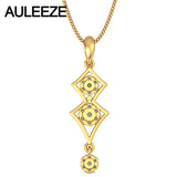 Famous Style Unique Water Drop 585 Gold Necklace Solid 14K Yellow Gold Jewelry 0.43CTTW Real Natural Diamond Pendants For Women