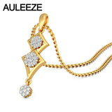 Famous Style Unique Water Drop 585 Gold Necklace Solid 14K Yellow Gold Jewelry 0.43CTTW Real Natural Diamond Pendants For Women