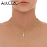 Famous Style Unique Water Drop 585 Gold Necklace Solid 14K Yellow Gold Jewelry 0.43CTTW Real Natural Diamond Pendants For Women