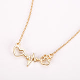 Fashion Cute Pets Dogs Footprints Paw Heart Love Chain Pendant Necklace Necklaces & Pendants Jewelry for Women statment necklace