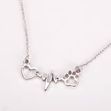 Fashion Cute Pets Dogs Footprints Paw Heart Love Chain Pendant Necklace Necklaces & Pendants Jewelry for Women statment necklace