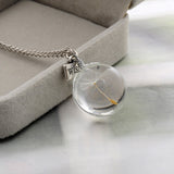 Fashion Necklaces Wish Real Dandelion Crystal Necklace Glass Round Pendants Necklace Silver Chain Choker Necklace For Women