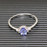 Fashion silver gemstone wedding ring for woman 4*6mm flawless natural tanzanite silver ring solid 925 silver tanzanite ring