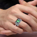 Fine 6.8Ct Nano Russian Emerald Ring For Men Solid 925 Sterling Sliver Jewelry Engagement Wedding Ring For Men Size 6-Size14