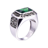 Fine 6.8Ct Nano Russian Emerald Ring For Men Solid 925 Sterling Sliver Jewelry Engagement Wedding Ring For Men Size 6-Size14