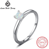 Fine Jewelry 925 Sterling Silver Rings White Opal Stone Engagement Romantic Anniversary Gift For Women Ring (Lam Hub Fong )