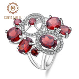 GEM'S BALLET Natural Garnet Genuine 925 Sterling Silver Gemstone Rings Flowers Trendy for Women Romantic Gift Fine Jewelry