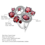 GEM'S BALLET Natural Garnet Genuine 925 Sterling Silver Gemstone Rings Flowers Trendy for Women Romantic Gift Fine Jewelry