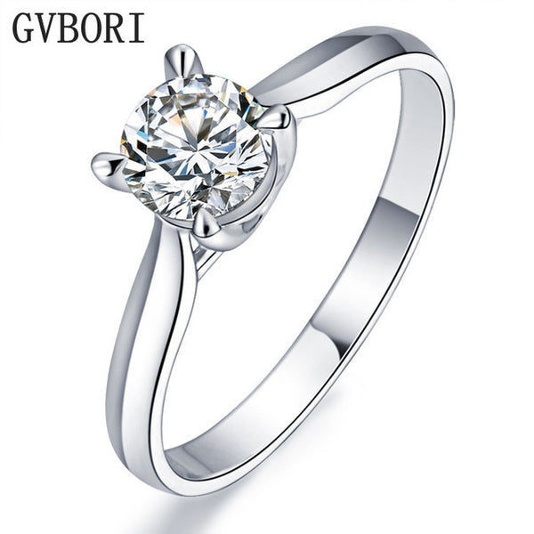 GVBORI 14K Yellow Gold 0.1CT Diamond Ring For Women Wedding/Party/Engagement  Valentines Gift