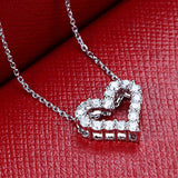 GVBORI 18K White Gold Natural Diamond Heart-Shape Necklace Pendant  For Women Fine Heart Jewelry Wedding Valentineheart pendant