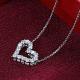 GVBORI 18K White Gold Natural Diamond Heart-Shape Necklace Pendant  For Women Fine Heart Jewelry Wedding Valentineheart pendant