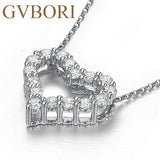 GVBORI 18K White Gold Natural Diamond Heart-Shape Necklace Pendant  For Women Fine Heart Jewelry Wedding Valentineheart pendant