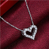 GVBORI 18K White Gold Natural Diamond Heart-Shape Necklace Pendant  For Women Fine Heart Jewelry Wedding Valentineheart pendant