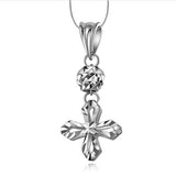 GVBORI 18K White Gold Pendant For Women Hollow Cross Design Fine Jewelry gift