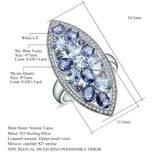 Gem's Ballet Natural Sky Blue Topaz Mystic Quartz-Iolite Blue Rings Real 925-sterling-silver For Women Wedding Engagement Ring