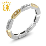 GemStoneKing 10K 2-Tone White Yellow Gold Women's Ring White Diamond Ladies Wedding Eternity Band