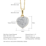 GemStoneKing 10K Two-Tone 0.15 CTW White Diamond 10mm Heart Shape Pendant Necklace With 10K Gold Chain For Women