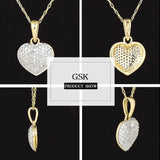 GemStoneKing 10K Two-Tone 0.15 CTW White Diamond 10mm Heart Shape Pendant Necklace With 10K Gold Chain For Women