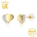 GemStoneKing 10K Yellow Gold Fine Jewelry Natural Diamond Heart Shape Earrings 5MM Unisex Children's Stud Earrings