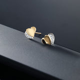 GemStoneKing 10K Yellow Gold Fine Jewelry Natural Diamond Heart Shape Earrings 5MM Unisex Children's Stud Earrings