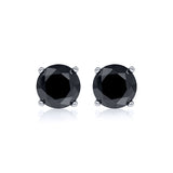 GemStoneKing Black Diamond-Jewelry 0.33 Ctw Round Cut Natural Black Diamond 14K White Gold Stud Earrings For Women