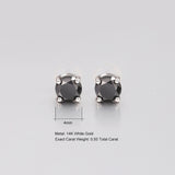 GemStoneKing Diamond Jewelry 0.50 Ctw Round Natural Black Real Diamond Stud Earrings 14K White Gold Fine Jewelry For Women