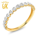 GemStoneKing Diamond-Jewelry 18K Yellow Gold Ring Natural White Diamond Heart Shape Ladies  Wedding Band Stackable Promise Ring