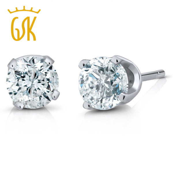 GemStoneKing  GSI Certified 14K White Gold Women's Earrings Natural Diamond Stud Earrings (1/4cttw, K-L Color, I1 -I2 Clarity)