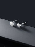 GemStoneKing Solid  10K White Gold 0.111 CTW Round Single Cut Natural White Diamond Oval Stud Earrings For Women