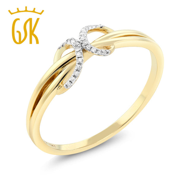 GemStoneKing Solid 10K Yellow Gold Natural White Diamond Anniversary Wedding Band For Women