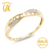 GemStoneKing Solid 10K  Yellow Gold Wedding Ring I Love You 0.18 Ctw Natural White Diamond Anniversary Band Ring For Women