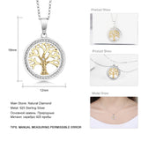 GemStoneKing Two-Tone 925 Sterling Silver Tree Of LifeFamily Tree Pendant Necklace With Diamond Accent