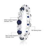 GemStoneKing Wedding Gorgeous 2.20 Ctw Blue  White Sapphire 925 Sterling Silver Eternity Ring Bands New Jewelry for Women Bague