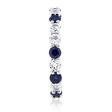 GemStoneKing Wedding Gorgeous 2.20 Ctw Blue  White Sapphire 925 Sterling Silver Eternity Ring Bands New Jewelry for Women Bague