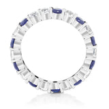 GemStoneKing Wedding Gorgeous 2.20 Ctw Blue  White Sapphire 925 Sterling Silver Eternity Ring Bands New Jewelry for Women Bague