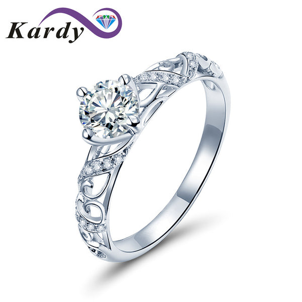 Genuine Wedding Diamond White Gold 14K Solid Proposal Promise Engagement Ring Set Women(0.30cttw, D-F Color,  VS-SI1 Clarity)