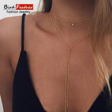 Gold color Choker Necklace for women Long Beads Tassel Pendant Chain Necklaces & Pendants Laces velvet chokers Fashion Jewelry