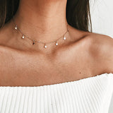 Gold color Choker Necklace for women Long Beads Tassel Pendant Chain Necklaces & Pendants Laces velvet chokers Fashion Jewelry