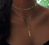 Gold color Choker Necklace for women Long Beads Tassel Pendant Chain Necklaces & Pendants Laces velvet chokers Fashion Jewelry