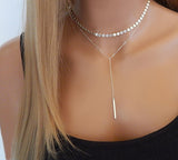 Gold color Choker Necklace for women Long Beads Tassel Pendant Chain Necklaces & Pendants Laces velvet chokers Fashion Jewelry
