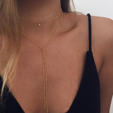 Gold color Choker Necklace for women Long Beads Tassel Pendant Chain Necklaces & Pendants Laces velvet chokers Fashion Jewelry