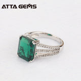 Green Emerald 925 Sterling Silver Ring 6 Carats Emerald Solid Silver For Women Classical Style Fashion And Popular Silver Ring