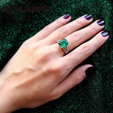 Green Emerald 925 Sterling Silver Ring 6 Carats Emerald Solid Silver For Women Classical Style Fashion And Popular Silver Ring