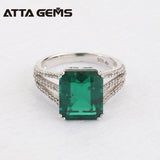 Green Emerald 925 Sterling Silver Ring 6 Carats Emerald Solid Silver For Women Classical Style Fashion And Popular Silver Ring