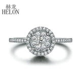 HELON Loving! Solid 18K White Gold 6.5mm Diameter SI/H Full Cut Natural Diamonds Women's Engagement Wedding Party Gif Fine Ring