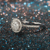 HELON Loving! Solid 18K White Gold 6.5mm Diameter SI/H Full Cut Natural Diamonds Women's Engagement Wedding Party Gif Fine Ring