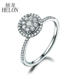 HELON Loving! Solid 18K White Gold 6.5mm Diameter SI/H Full Cut Natural Diamonds Women's Engagement Wedding Party Gif Fine Ring